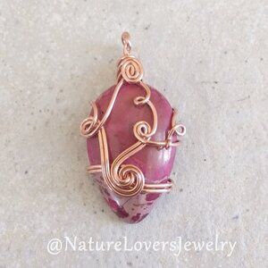 Rose Earth Alchemy ~ Sea Sediment Jasper Pendant in a Copper Swirl Jewelry Wire